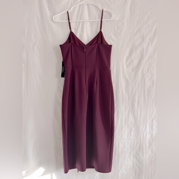 Lulus Have You Heard Plum Purple Surplice Midi Body Con Dress Size Small - Picture 7 of 12